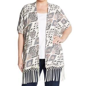 Vince Camuto Marrakech Fringed Kimono Womens Size 2X Cardigan Topper Coverup